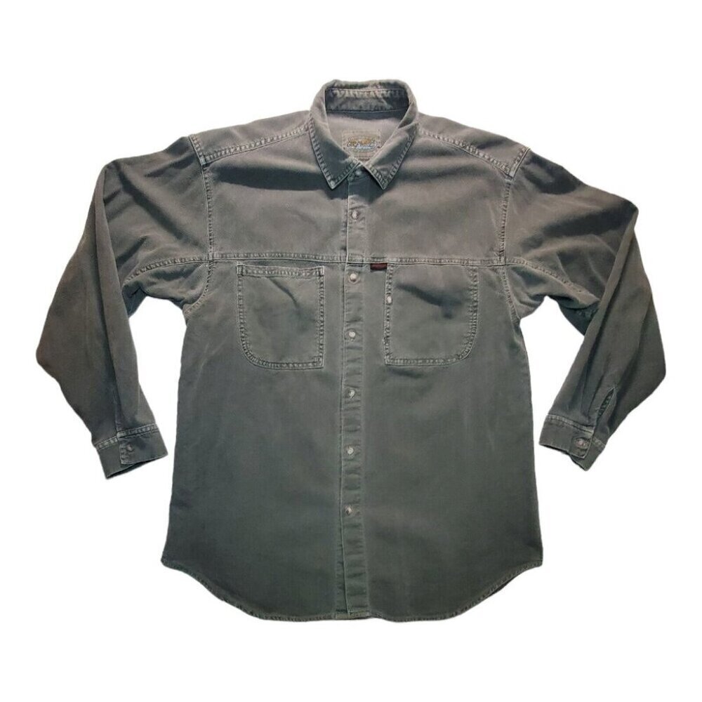 Gramicci Shirt Mens L Green Long Sleeve Button Up Hiking Outdoor Casual Heavy
